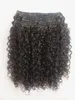 Ny Ankomst Clip In Brasilian Human Virgin Remy Naturlig Svart Hår Curly Hair Weft Soft Double Drawn Hair Extensions