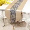 Extra Long European Modern Silk Fabric Table Runner Lace Patchwork Wedding Christmas Party Decoration Damask Table Cloth Rectangle 300x33 cm