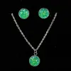 Fashion druzy drusy necklace earrings 12mm stainless steel round resin druzy necklace earrings jewelry set