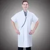 Vit kappa kortärmad läkare sjuksköterska kläder sommar enhetlig arbete bär sjukhus klädsel split uniforme medico fabrik direktförsäljning