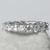 Sparkling Luxury Smycken 925 Sterling Silver Fill Princess Cut White Topaz CZ Diamond Party Wedding Engagement Band Ring för Kvinnor Present