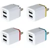 Dual USB-väggladdare för Samsung S8 Note 8 Wall Laddare 5V 2.1a Metal Travel Adapter US EU-kontakt AC-nätadapter