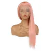 Pure Roze Full Lace Menselijk Haar Pruiken Zijdeachtige Rechte Braziliaanse Virgin Menselijk Haar 150 Dichtheid Kant Front Pruik met Baby Haar Lijmloos