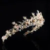 Korony ślubne kwiaty Bride Crystal Tiara Princess Crown Wedding Tiaras Fairbands Baroque Dress Party Tiaras Biżuter Hair Accessor 6957705