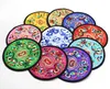 Chinese Embroidered Round Christmas Coasters Party Favors Table Mat Vintage Satin Fabric Fashion Tea Coffee Coaster Set 10set/lot