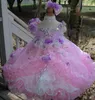 Wunderschönes Ballkleid-Festzug-Kleid mit Perlen, Organza-Rüschen am Rücken für Mädchen, Blumenmädchenkleid für Hochzeiten