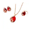 Noble Crystal Water Droplets Necklace Earring Ring Jewelry Set Wing Decorated7734517