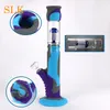 White blue purple straight tube bong hookah 18 inch silicon bongs water pipes with glass down stem cool oil dab rig for smoking