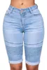 Frauen Skinny Jeans Biker kurze Jeans Manschetten knielang mittlere Taille lässig Slim Fit weibliche Hose kostenloser Versand