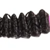 Péruvien Vierge Cheveux 3 Bundles Vague Profonde Bouclés Cheveux Humains Péruvien Vague Profonde 95-100g/pièce Couleur Naturelle