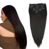 Elibess Har-Double Weft 100% Human Hair Clip In Hair Extension 70g / Set 7pcs / Lot Clip på mänskliga hår