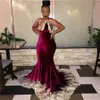 Moda velluto sirena scollo a V abiti da ballo applique in oro plus size ragazza nera abiti da sera convenzionali per feste africane abito da ospite Robe De Soiree