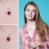 JewelryPalace Heart 3.9 CT gemaakt Rode Ruby Love Forever Halo Pendant Solid 925 Sterling Zilveren fijne sieraden bevatten geen ketting S18101308