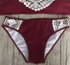 European American Style Women Lace Baddräkt Set Sexig Hollow Out Summer Badkläder Två bitar Bikinis för Lady 18yh W