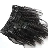 Afro Kinky Curly Clip-Ins 8 Stück Kinky Curly Clip-In-Haarverlängerungen 100G Echthaar-Clip-In-Extensions