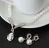 hot new Korean version of the popular pearl necklace earring set wedding wedding jewelry set 2 pieces of fashion classic elegant