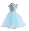 Custom Made Sweetheart Cocktail Klänningar Shinning Crystal Organza Short Party Dress Lace-Up Back Match Cowboy Boots