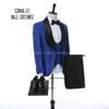 2018 dernier manteau pantalon conception sur mesure classique bleu royal fleur hommes costumes de mariage meilleur homme blazer costume de marié smokings costumes de soirée de bal