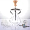 Double Hookah Shisha Bong Smoking Pipe Acrylic Set Cool Ceramic Bowl Arab Stem Tools Oil Rig LED Lamp Two Hose diamond