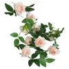 2.3m 1pcs 인공 장미 꽃 가짜 매달려 장식 장미 포도 나무 식물 잎 인공 화장실 꽃 결혼 벽 장식