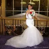 Vestido New Berta De Novia Plus Size Mermaid Dresses Lace Applique Long Sleeves Tiered Tulle Court Train Wedding Bridal Gowns