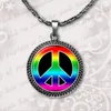 Fashion 2017 Hot sale Hippie Necklace Sign Peace Pendant Hippie Jewelry Glass cabochon Necklace art gift for women men A-124 HZ1