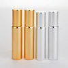 Groothandel 300 stks 10 ml roll op glazen fles zwart goud zilver geuren etherische olie parfumflessen met metalen roller bal gratis verzending