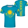 Kazakstan unisex ungdomsstudent skräddarsydda namnnummer t-shirt national flagga personlighet trend vilda par casual t shirt kläder