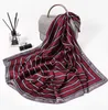 Silk Scarf Women Classic Stripe Print Small Square Scarf Spring Crowned Cran Women Scar 4 Colors Head Scarf