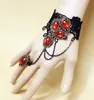 Hot style Retro black lace lady's bracelet with a ring integrated chain European and American fashion classic exquisite elegance