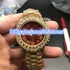 Fashions Diamond Men's Watches Gold rostfritt stål diamantklockor Röd ansikte Hip Hop Rap Style Fashion Sports Watch