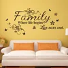 Famille où la vie commence l'amour ne finit jamais citations de famille Stickers muraux décor mural PVC décalcomanie citation Black1292664