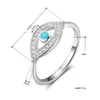 Solide de bonne qualité 925 Sterling Silver Rings Lab Créé Blue Opal Cubic Zirconia Evil Eye Ring Semi Precious Stone Bijoux pour 6267106