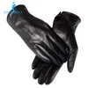warm winter mens gloves ,Genuine Leather,Black leather gloves,male leather gloves,winter gloves men, Free shipping