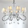 Modern Crystal Parlor Living Room Chandelier Luxury Polished Chrome Hotel Chandeliers Fabric Dining Room Restaurant Hanging Lamp