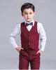 Twee knoppen hoge kwaliteit karmozijnrode kind complete ontwerper knappe jongen bruiloft pak jongens kleding op maat gemaakt (jas + broek + tie + vest) een a a a a a a a a a a a a