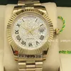 Full New Watch Sweep Smidy Mechanical Automatic Movement Diamonds Face Big Stones Bezel Luxury Mens Watches282Z