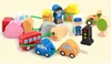 아기 장난감 16pcs 대형 만화 농장/도시/캐릭터 드레스 끈 로프 나무 장난감 어린이 교육 구슬 장난감 생일 선물