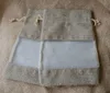 ジュートオーガンザクリアウィンドウ包装袋亜麻製リネン巾着バッグ10x15cm 15x222cmメイクアップジュエリーギフトパウチ