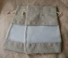 Jute Organza Clear Window Packaging Sack Flax Linne Drawstring Bag 10x15cm 15x22cm Makeup Smycken Presentpåsar