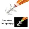 Fishing Equipment Squid Jig Hooks 5pcs 2.5# Luminous Squid Jigs Hard Fishing Lures Saltwater Squid Jig Lures Bait