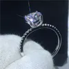 Vecalon Handmade 100% Real 925 Sterling Silver ring Princess cut 1ct Sona Diamond Engagement wedding Band rings for women