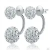 Orecchini in argento sterling 925 con doppia sfera di cristallo per le donne Orecchini gioielli di moda Pendientes Brincos gioielli in argento sterling