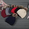 Kids Adults Thick Warm Winter Hat For Women Soft Stretch Cable Knitted Pom Poms Beanies Hats Women's Skullies Beanies Girl Ski Cap