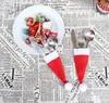 Mini chapéus de papai noel para pirulito festa de natal feriado pirulito top topper garrafa de vinho boneca decoração tampa talheres adereços festivos