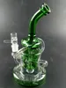 Färgglada Tornado Recycler Glass Bongs Showerhead Perc Dab Rigs Klein Recycler Bong Heavy Base Waterpipes Kvinna Joint 14mm med skål WP308