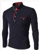 Çin Boyutu M-3XL Moda Polka Dot Erkekler Rahat Beyaz Siyah Mavi Smokin Elbise Gömlek Uzun Kollu Slim Fit Camisas Hombre