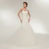 새로운 도착 Ruched Tulle Mermaid Wedding Dress Lace Up White/Ivory Marring Dresses 신부 드레스 Hot Sale in Stock restido de Festa Curto