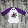 Bebek Kız Giyim Cadılar Bayramı Pamuk Raglans Kız Cadılar Bayramı Partisi Unicorn Tees Mor Uzun Kollu Raglans Butik Çocuk Kız tişörtler Tops