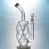 인라인 Perc Klein Recycler Hookahs Dab Rig 11 인치 유리 봉 맑은 물 파이프 Unique Beaker Bongs Vortex Oil Rigs With Bowl DGC1236